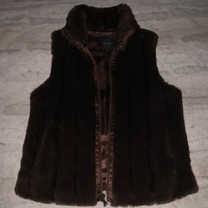 Express Faux Fur Chocolate Brown Vest